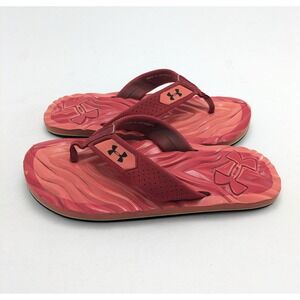Womens Under Armour Marathon Key Red Thong Slip On Flip Flop Sandals Size 6